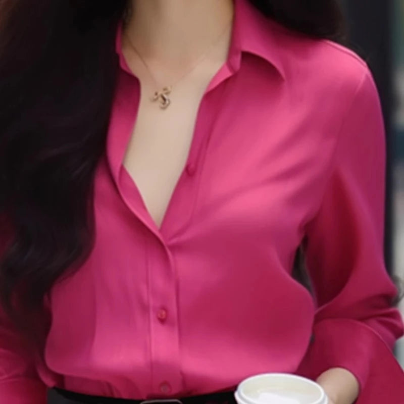 2025 Spring and Autumn Season New French Rose Unique Shirt Super Beautiful Top Popular Commuter Simple Style Small Shirt for Wom