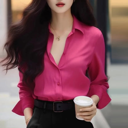 2025 Spring and Autumn Season New French Rose Unique Shirt Super Beautiful Top Popular Commuter Simple Style Small Shirt for Wom