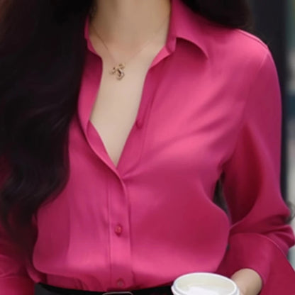 2025 Spring and Autumn Season New French Rose Unique Shirt Super Beautiful Top Popular Commuter Simple Style Small Shirt for Wom