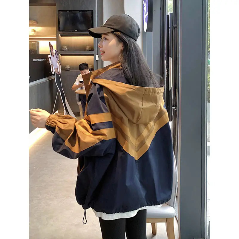 Trench Coat Women's Loose Casual Striped Niche Baseball Uniform Jacket Top