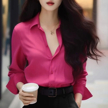 2025 Spring and Autumn Season New French Rose Unique Shirt Super Beautiful Top Popular Commuter Simple Style Small Shirt for Wom