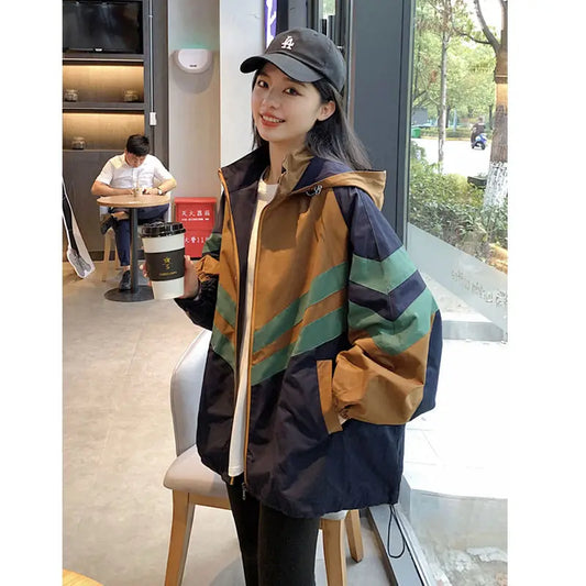 Trench Coat Women's Loose Casual Striped Niche Baseball Uniform Jacket Top
