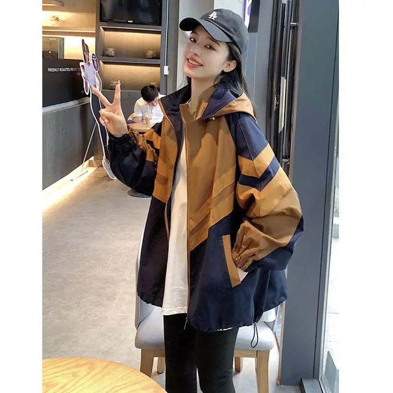 Trench Coat Women's Loose Casual Striped Niche Baseball Uniform Jacket Top