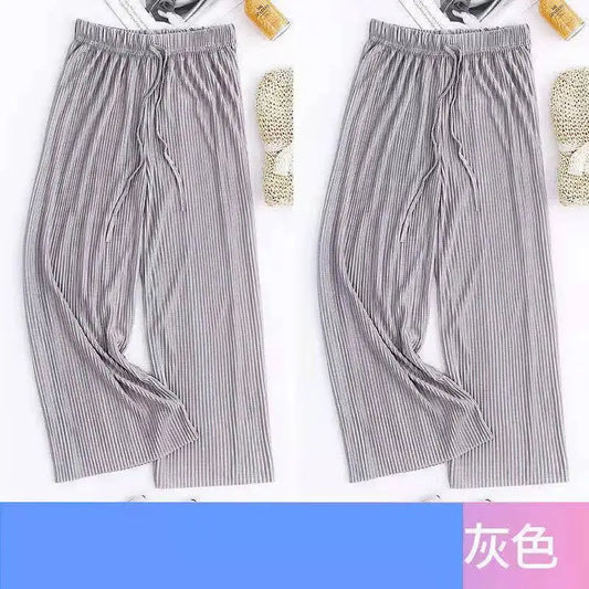 Pleated Pants for Women Nine-point Summer Thin Accordion Pants Pleated Wide-leg Pants High Waist Droop Pants